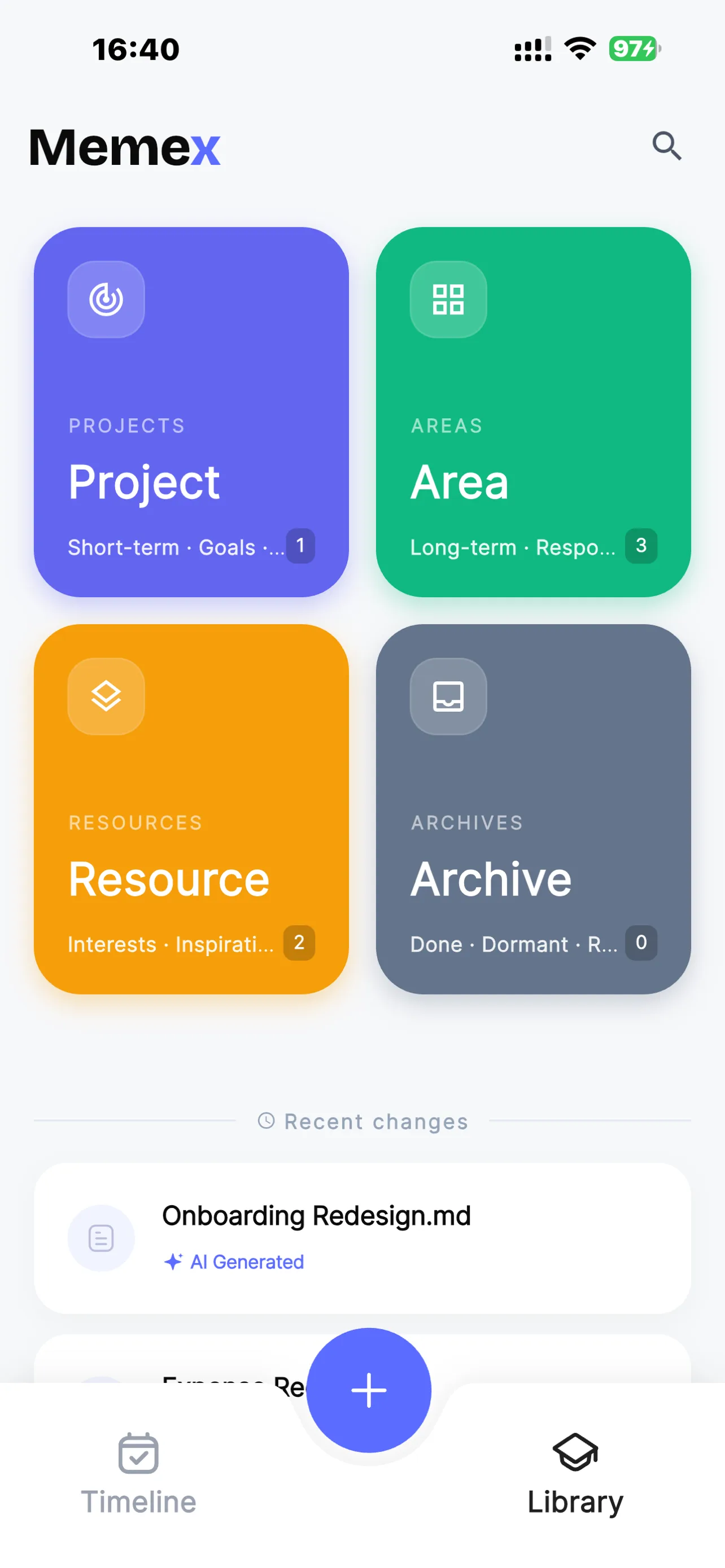 Memex app screenshot — 知识库