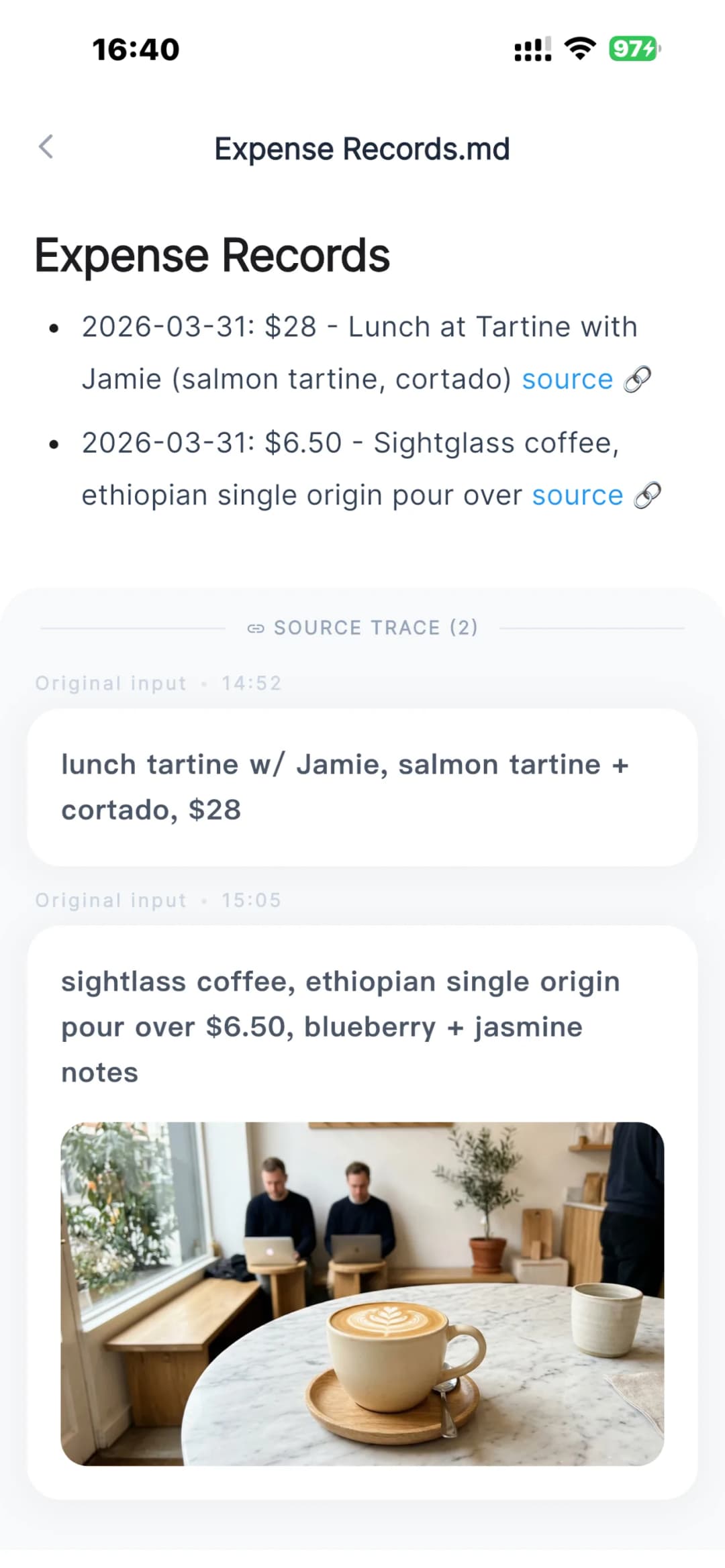 Memex app screenshot — Markdown 笔记